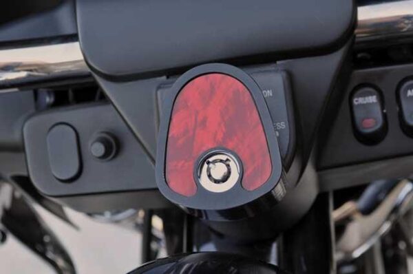 Ignition Switch Cover for Harley Davidson: Exotic Edition Ming Red Paua Shell